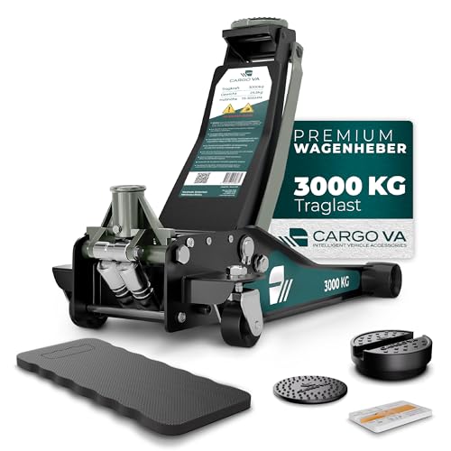 CargoVA Wagenheber 3T hydraulisch | Flacher Wagenheber mit 75-505mm Hubhöhe | Profi-Toolkit inkl. Kniematte & 2X Gummiauflagen | Ideal für SUV & tiefergelegte Autos | Rangierwagenheber Reifenwechsel CargoVA Wagenheber 3T hydraulisch | Flacher Wagenheber mit 75-505mm Hubhöhe | Profi-Toolkit inkl. Kniematte & 2X Gummiauflagen | Ideal für SUV & tiefergelegte Autos | Rangierwagenheber Reifenwechsel