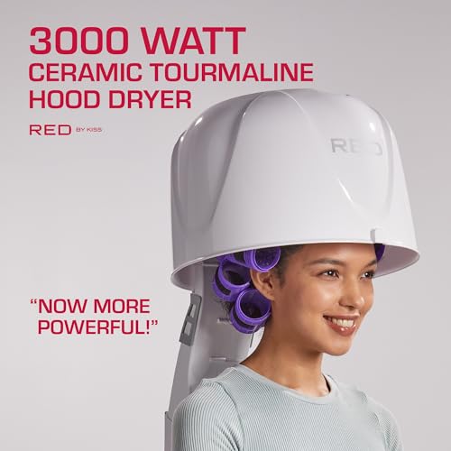 Red by Kiss 3000 Professional Hooded Dryer with Adjustable Height and 4 Heat Settings for Home and Salon