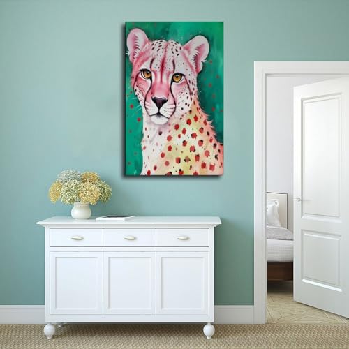 Impression sur toile colorée guépard BNCEDJK tableau 40x60cm
