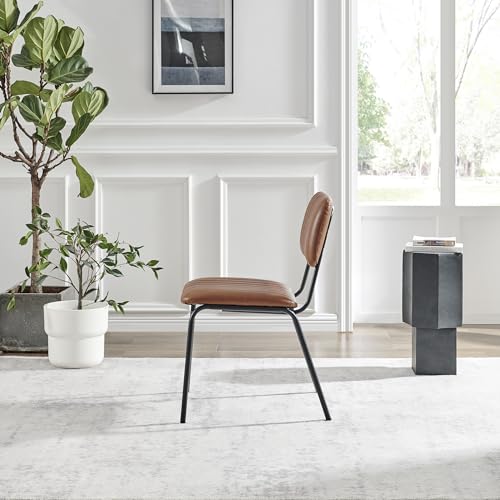 Furniturebox UK Delta Faux Leather Dining Chairs Set of 2 Tan - Image 5