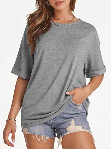 Image of ATHMILE Womens Oversized T Shirts Summer Tops Spring Casual Loose Fit Workout Short Sleeve 2026 Beach Vacation