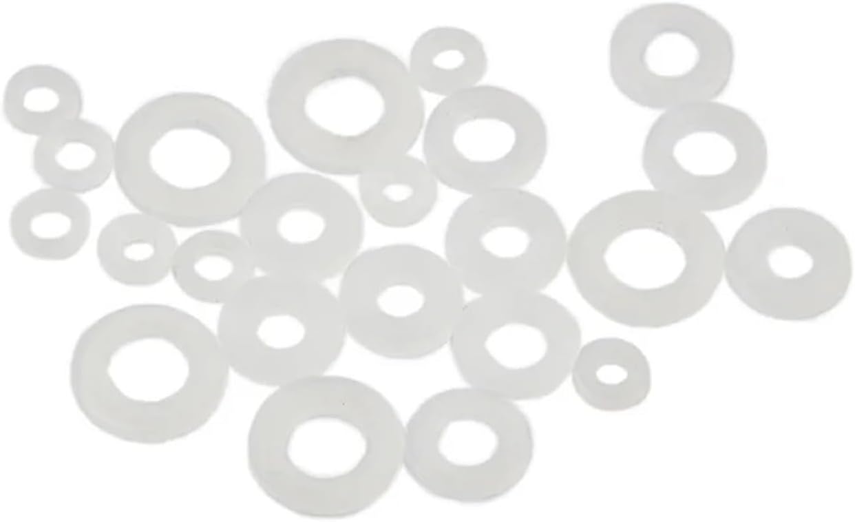 Hardware Fittings 100pcs M2 M2.5 M3 M4 M5 M6 M8 White Plastic Nylon Washer Plated Flat Insulation Spacer Seals Washer Gasket Ring Seal Washer(M4x8x1mm)