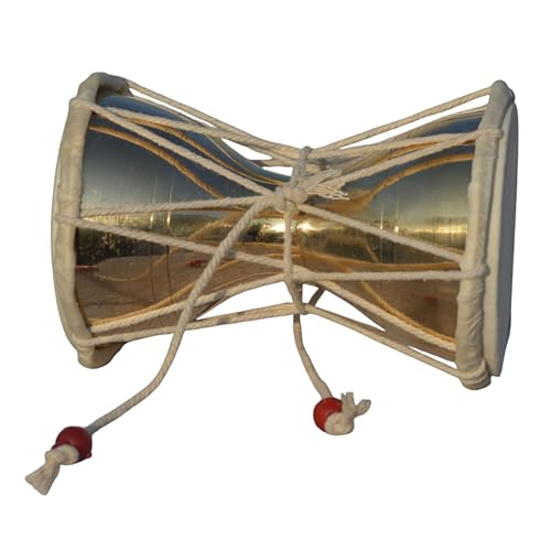 Brass Damru 5 Inch 100 Gram | Traditional Handheld Percussion Instrument | Sacred Symbol of Lord Shiva | Handmade Brass Damroo for Temple Puja, Meditation & Spiritual Sound Healing Décor