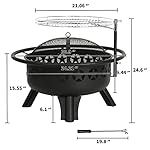 Hykolity 2 in 1 Fire Pit with Grill, Large 31" Wood Burning Fire Pit with Swivel Cooking Grate Outdoor Firepit for Backyard Bonfire Patio Outside Picnic BBQ, with Spark Cover, Fire Poker - Image 5