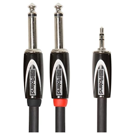Roland Black-Serie Verbindungs-Insert-/Splitkabel – 3,5-mm-TRS- auf 2x 6,3-mm-Klinke, Länge: 1,5m – RCC-5-3528V2