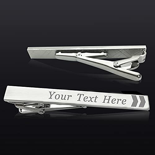 Personalised Tie Clips Pin For Men Engraved Exquisite Stainless Steel Personalised Gift For Best Man Usher Dad Boyfriend Husband Wedding Birthday Engagement Anniversary Xmas Gift With Box (Silver) #TOP4