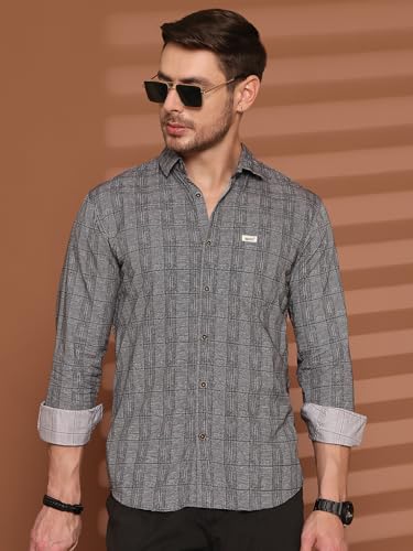 Image of Majestic Man Men Comfort Slim Fit Pure Cotton Tartan Checked Casual Shirt