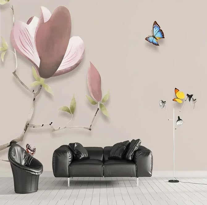 Papier peint photo Magnolia Fleur Relief 3D pour une décoration murale élégante