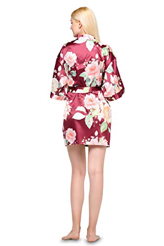 Image of Turquaz Women's Silky Satin Kimono Robes for Bridesmaids, Bride, Short Loungewear, Lingerie Dressing Gown Silk Like VS Robe