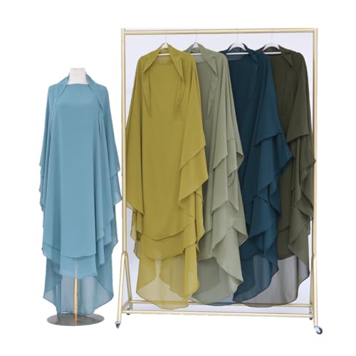 Boedaty Women Muslim Scarf 2 Layer Abaya Jilbab Islam Niqab Hijab Long Khimar Ramadan Eid Prayer Garment Hijab2