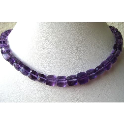 Améthyste pour collier sans défaut : cubes facettés naturels 6mm de qualité