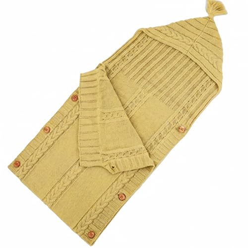Image of XMWEALTHY Newborn Baby Wrap Swaddle Blanket Knit Wrap Blanket Sack Stroller Wrap for Baby Tumeric 0-6 Month