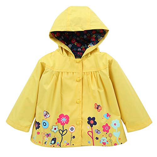 beautyjourney Bebé Niña Impermeable con Capucha, Suéter con Capucha Flores Chubasquero para niños Abrigo con Capucha Cárdigan de Abrigo