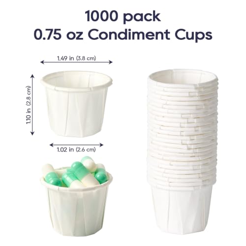 Image of LITOPAK 1000 Pack 0.75 oz Medicine Cups, 3 /4 oz Disposable Condiment Cups