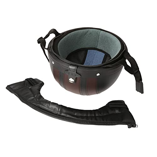 mingzhe Capacete de couro meio rosto aberto para scooter com viseira óculos UV estilo vintage retrô