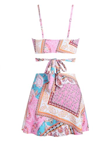 ZAFUL Women's Bikini Set Two Piece Swimsuits Criss Cross Push Up High Waisted Tummy Control Bikini Sexy Tie Bathing Suit3