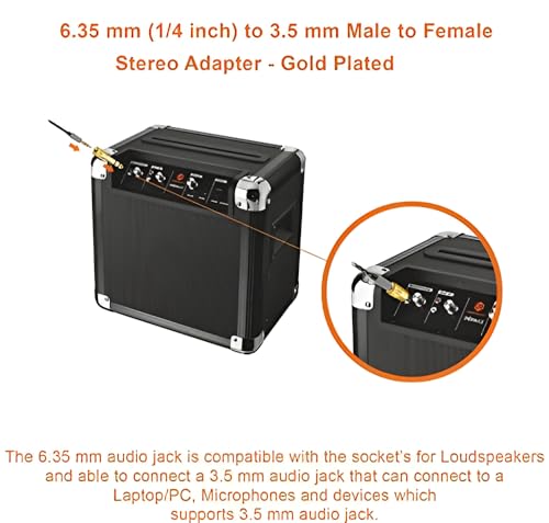 Image of 2 Pieces Stereo Audio Adapter 6.35mm (1 /4 Inch) Male to 3.5mm (1 /8 Inch) Female Headphone Jack Plug - Gold-Plated Pure Copper