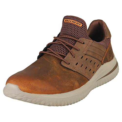 Skechers Delson 3.0 Ezra, Zapatillas Hombre, Dark Brown, 44 EU