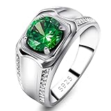 NA Schmuck 925 Silber Ring Edelstein Verlobungsring Herren- und Damenjubiläum Schmuck Geschenke Türkischer Ring (Edelsteinfarbe : Königsblau, Ringgröße : 7) (7 Grün)