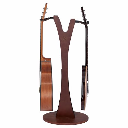 Nefelibata Wooden Guitar Stand, Handmade German Ash Solid Y-shaped Wood Racks Floor Holds 2 Guitars...