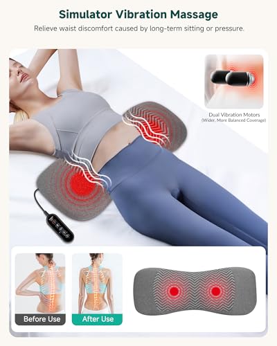Image of 3-in-1 Smooth Triple Fusion Back Massager, Lumbar Support Pillow with Heat | Adjustable Air Lift Height,Dual Vibration Motors And Memory Foam Support Enhance Lower Back For Office Chairs, Beds And Sofas