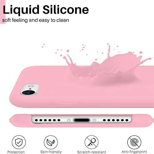 Image of VONZEE Liquid Silicone Soft Back Cover for iPhone 7 Case, Shockproof Slim Camera & Full Body Protection Non Yellowing Cover with Microfiber Lining & Logo Cut (4.7 Inch) -Pink