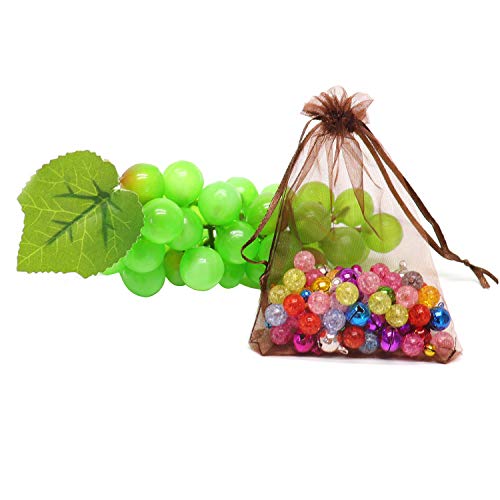 Image of Bezall 50pcs Drawstring Organza Jewelry Candy Pouch Christmas Wedding Party Favor Gift Bags (4x6, Brown)
