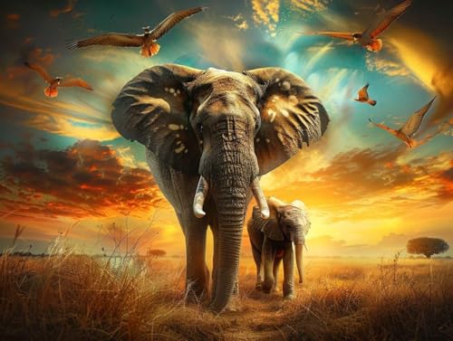 Diamond Painting éléphant anti-stress kit diamant 40x50 cm