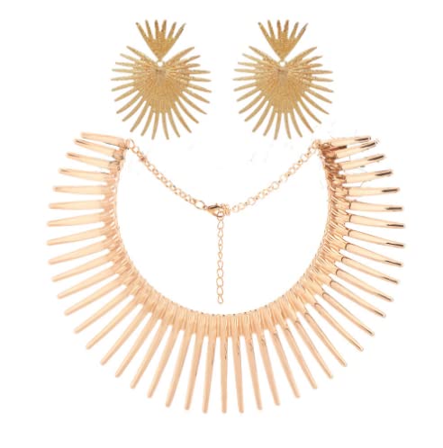 Simsly African Collar Choker Necklace Earrings Set Gold Statement Bib Necklace Indian Style Big Statement Jewelry For Women And Girls #TOP1
