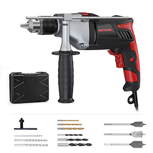 950W Hammer Drill, Meterk Impact Drill 2800RPM with 12 Drill Bit Sets, Storage