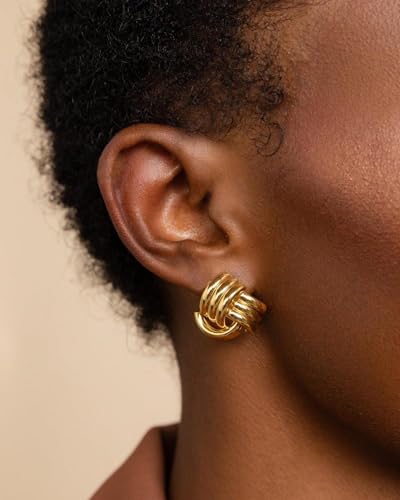 Gold Earrings for Women Trendy 14K Gold Stud Earrings Dainty Huggie Earrings Simple Blod Earrings Gold Hoop Earrings Hypoallergenic Earring for Women Gifts2