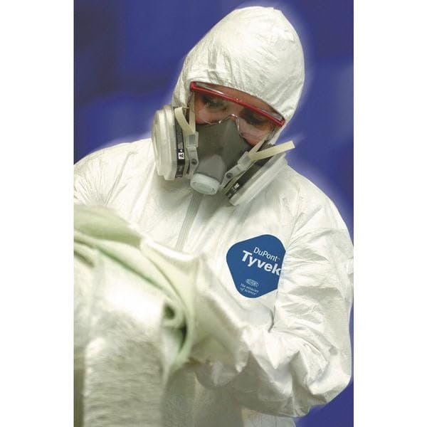 Image of DuPont Tyvek 400 TY127S Disposable Protective Coverall with Respirator-Fit Hood and Elastic Cuff, White