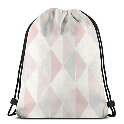 Zhark Tate Geométrico Papel Pintado Triángulo Rosa Plata Cordón Bolsa de Gimnasio