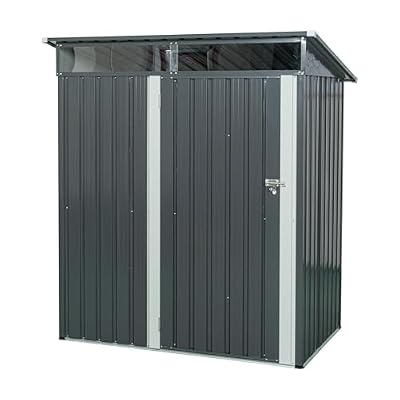 5X3 FT Outdoor Metal Storage Shed - Large Metal Tool Shed with Reinforced Sloping Roof & Ventilation ? Lockable Doors Frame ? with Sturdy Frame Structure for Backyard, Patio, Garage