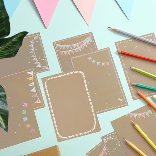 Image of Spiareal 100 Pcs Blank Note Cards Index Card, Kraft Paper, 4 x 6 in, Banner