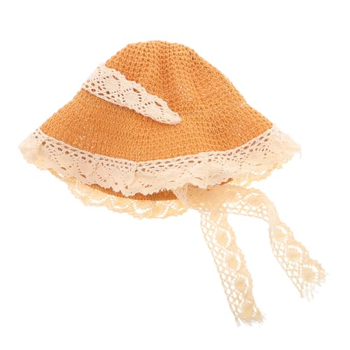 BESTYASH Girls Wide Brim Lace Sun Hat for Vacation Breathable Boy Girl Beach Hat with Uv Adorable Style for Outdoor Activities and Family Trips Beige