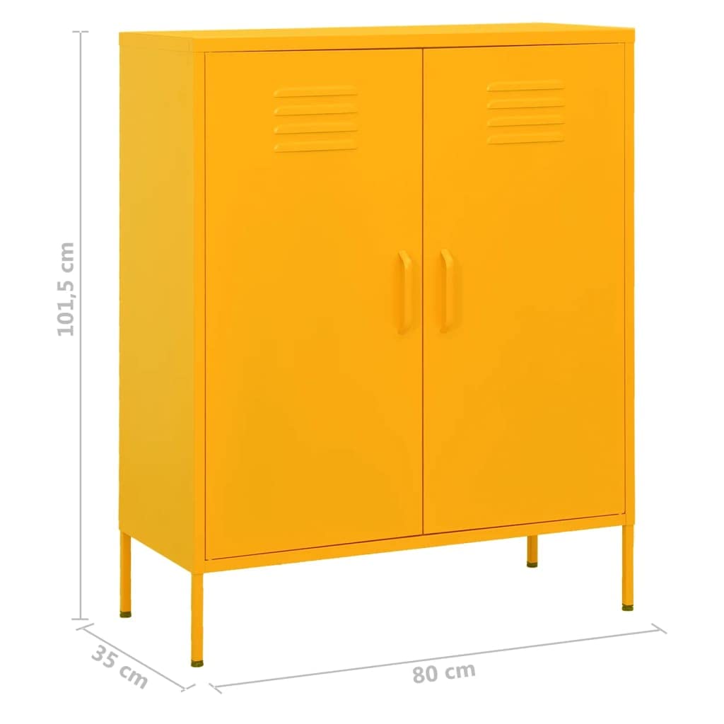 Armadio multiuso Armadio per corridoi Armadio da ingressoArmadietto Giallo Senape 80x35x101,5 cm in Acciaio Adatto a soggiorno, ufficio