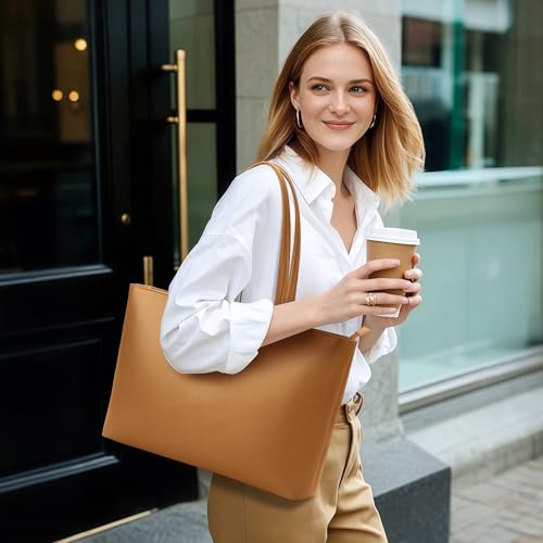 Image of KALIDI Tote Bag Zipper Shoulder Bag Faux Leather Purses Satchel for Women Casual Handbag Work Dating College
