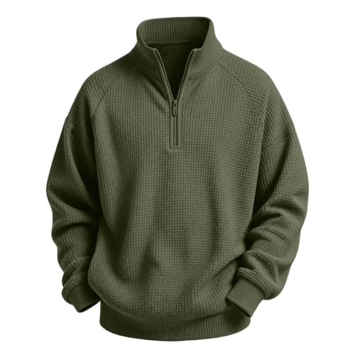 Boys Waffle Knit Quarter Zip Sweatshirts Fashion Long Sleeve Pullover Tops - image 4