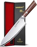 EANINNO Chef Knife Japanese 8 inch Kitchen Cutting Knife Sharp High Carbon Stainless Steel Professional for Meat Vegetable with High-end Bubinga Handle