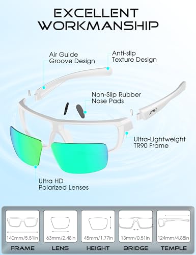 Image of ATTCL Polarized Sunglasses Men for Fishing: UV Protection Lightweight TR90 Sports Wrap Sun Glasses Driving Golf Running