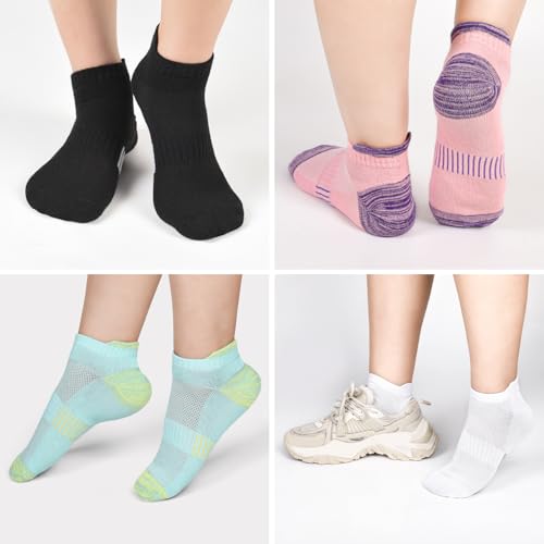 Image of Womens No Show Cushioned Ankle Socks For Running Hiking Athletic Socks,White Socks,5 Pair Pack