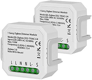 Zigbee Switches and Dimmers module, trailing edge dimmer and remote control for dimmable LED and halogen lampsCompatible with Tuya hub and Philips Hue, Alexa/Google Assistant (1gang-2Pack)