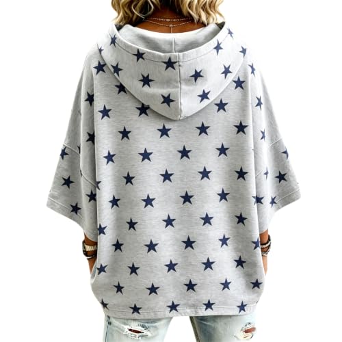 Womens Oversized Sweatshirt Half Sleeve Cute Batwing Sleeve Casual Blouse - image 4