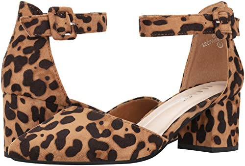 Illude Women’s Heels Pointy Closed Toe Pump Ankle Strap Chunky Low Block Heels (6.5, Leopard Suede) #TOP3
