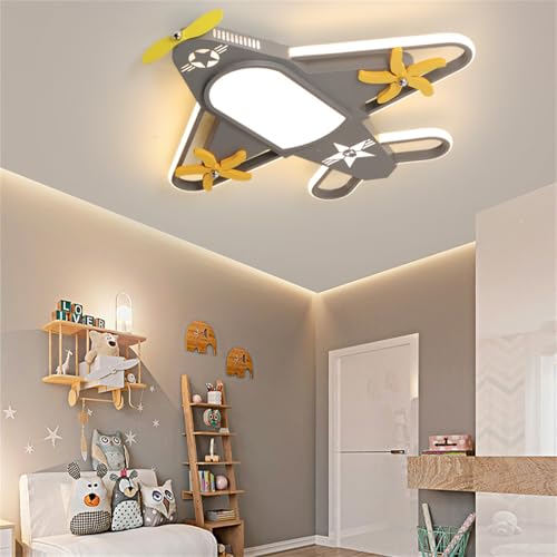 Plafonnier avion LED dimmable vert avec télécommande pour chambre d'enfant