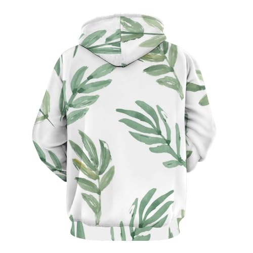 Sweats à capuche pull manche longue motif feuille verte taille S
