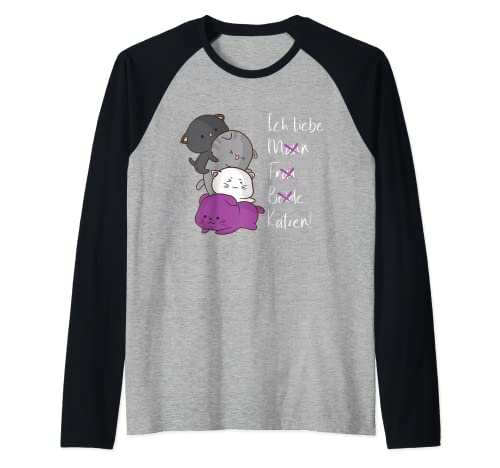 Kawaii Katzenstapel T-Shirt Asexuell Stolz Flagge Kätzchen Raglan