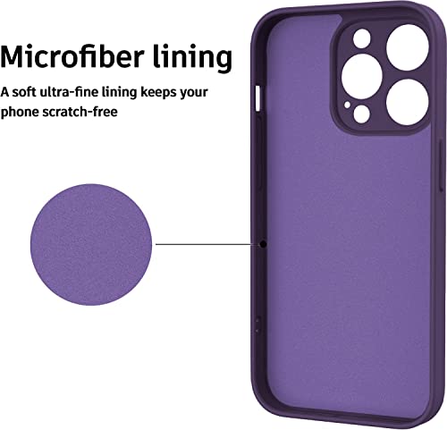 Image of Elzzi Microfiber Square Candy Case Compatible for iPhone 14 PRO, Shockproof Slim Back Cover Liquid Silicone Case (Deep Purple)