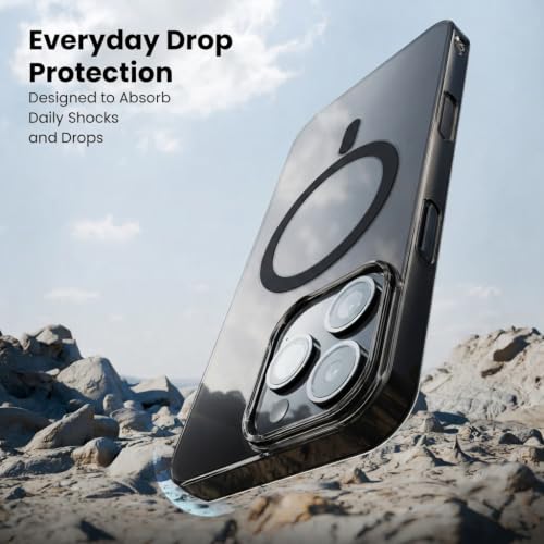 Image of Elzzi Anti Scratch Semi Translucent Cover for iPhone 16 Pro Max Case, Premium PC + TPU Magnetic Phone Cases Drop Proof, Compatible with Magsafe Slim Never Yellowing Shockproof